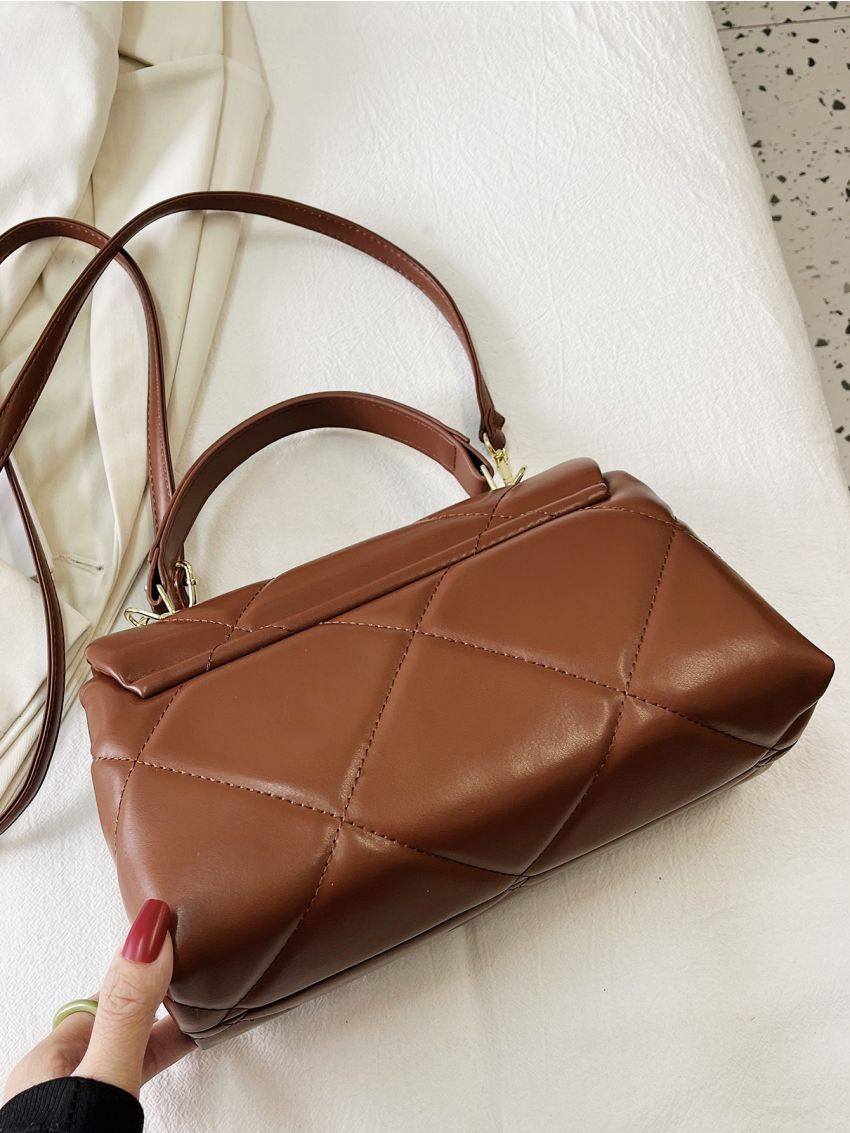 Quilted Detail Flap Square Bag