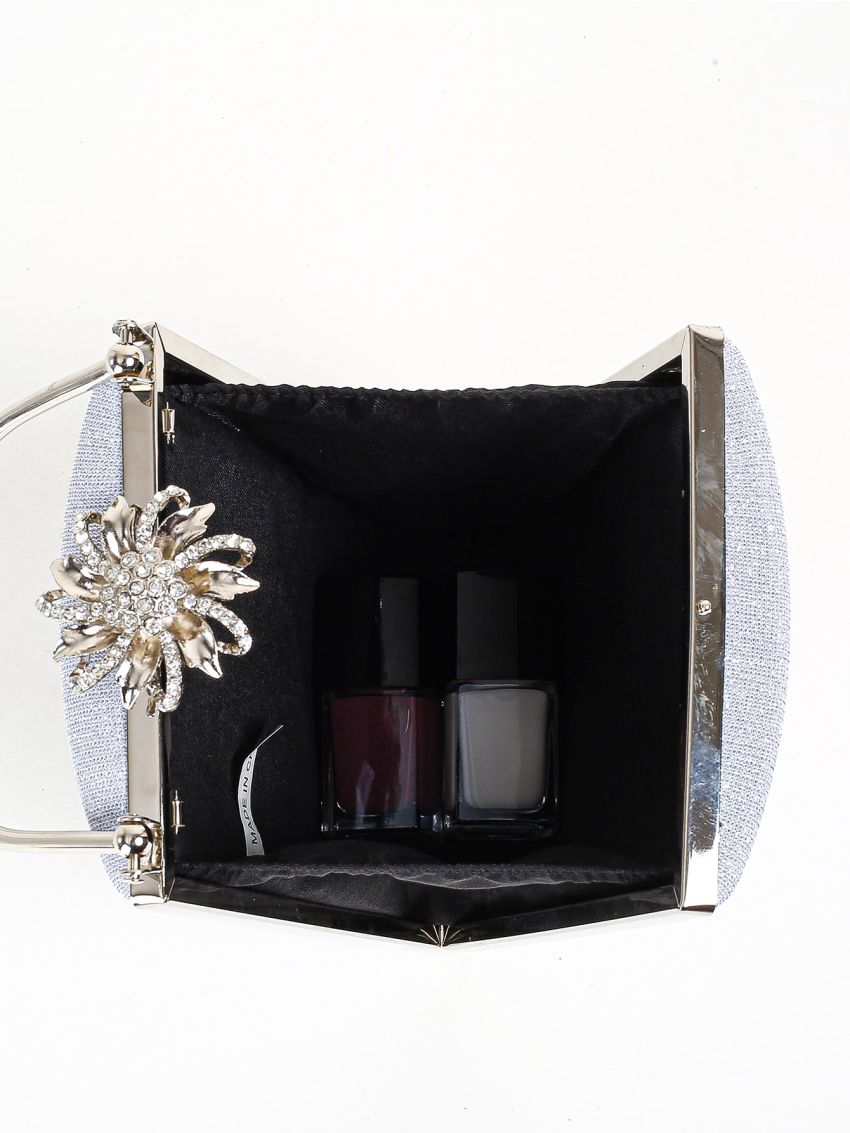 Glitter Box Bag Rhinestone Decor Kiss Lock