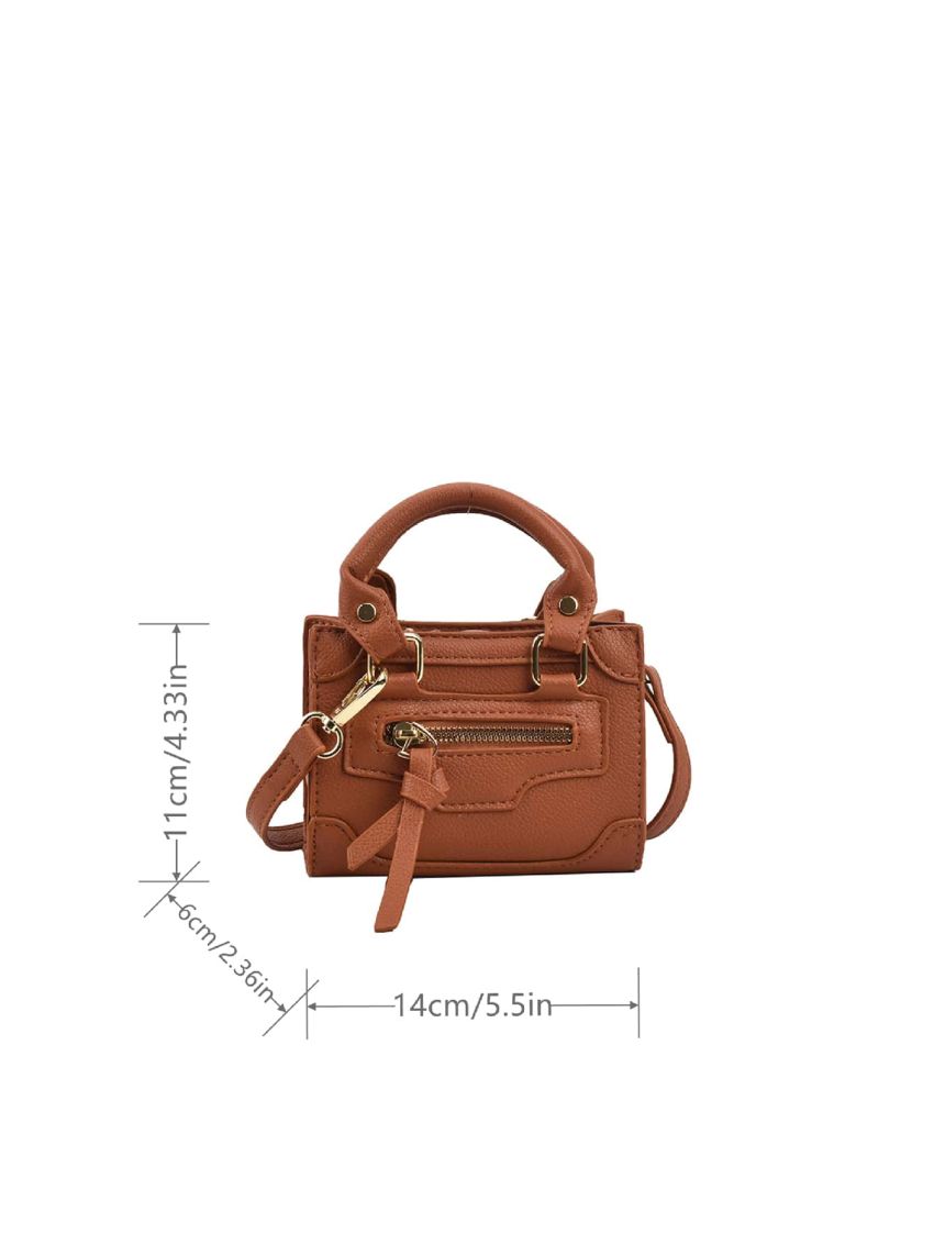 Mini Litchi Embossed Double Handle Square Bag