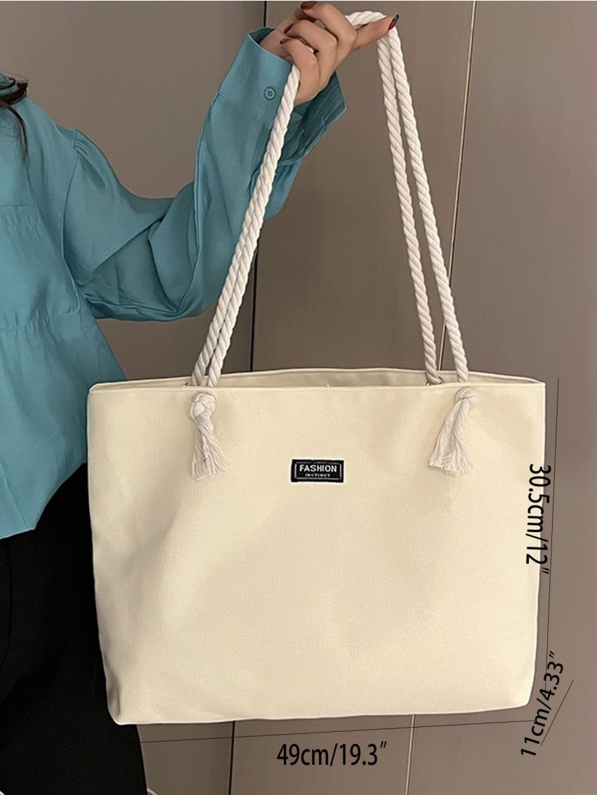 Letter Patch Decor Shopper Bag