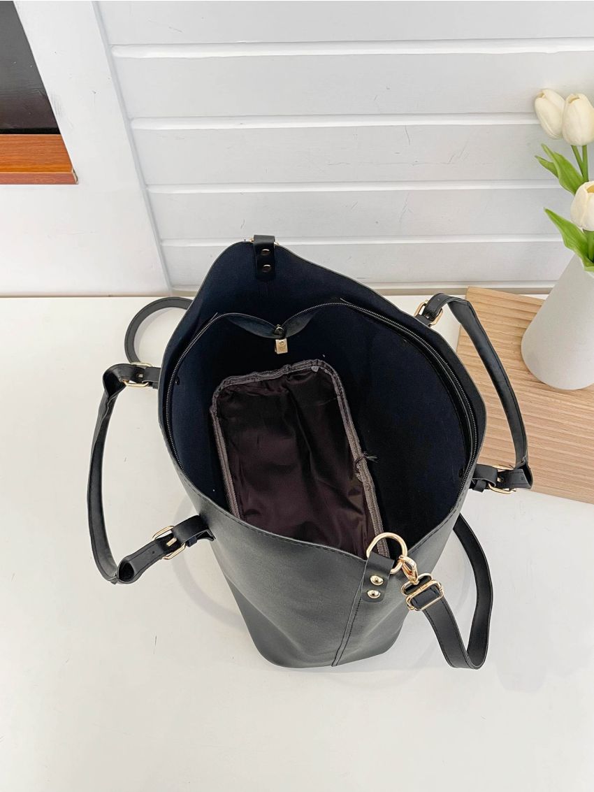 3pcs Buckle Decor Tote Bag Set, Best Work Bag For Women