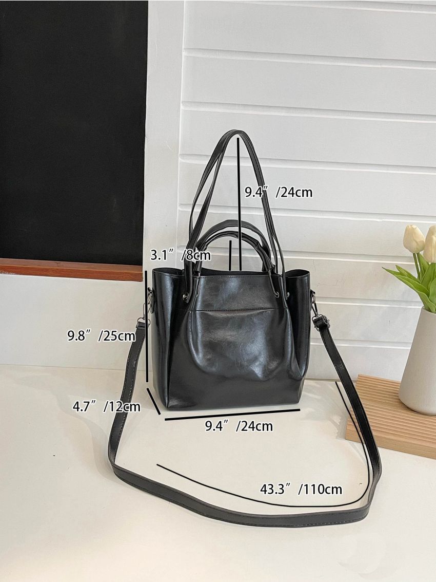 3pcs Stitch Detail Satchel Bag Set