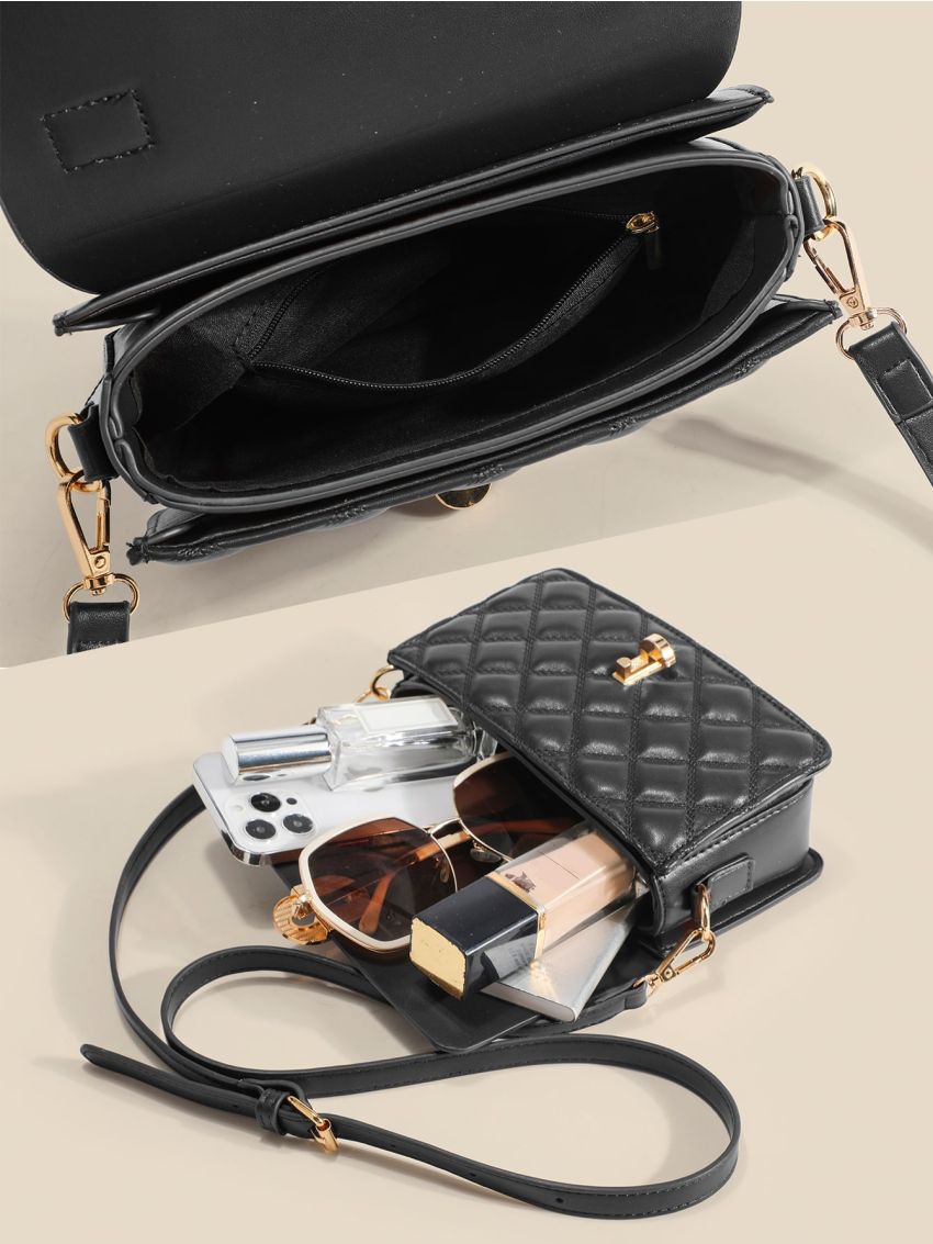 Argyle Quilted Flap Square Bag