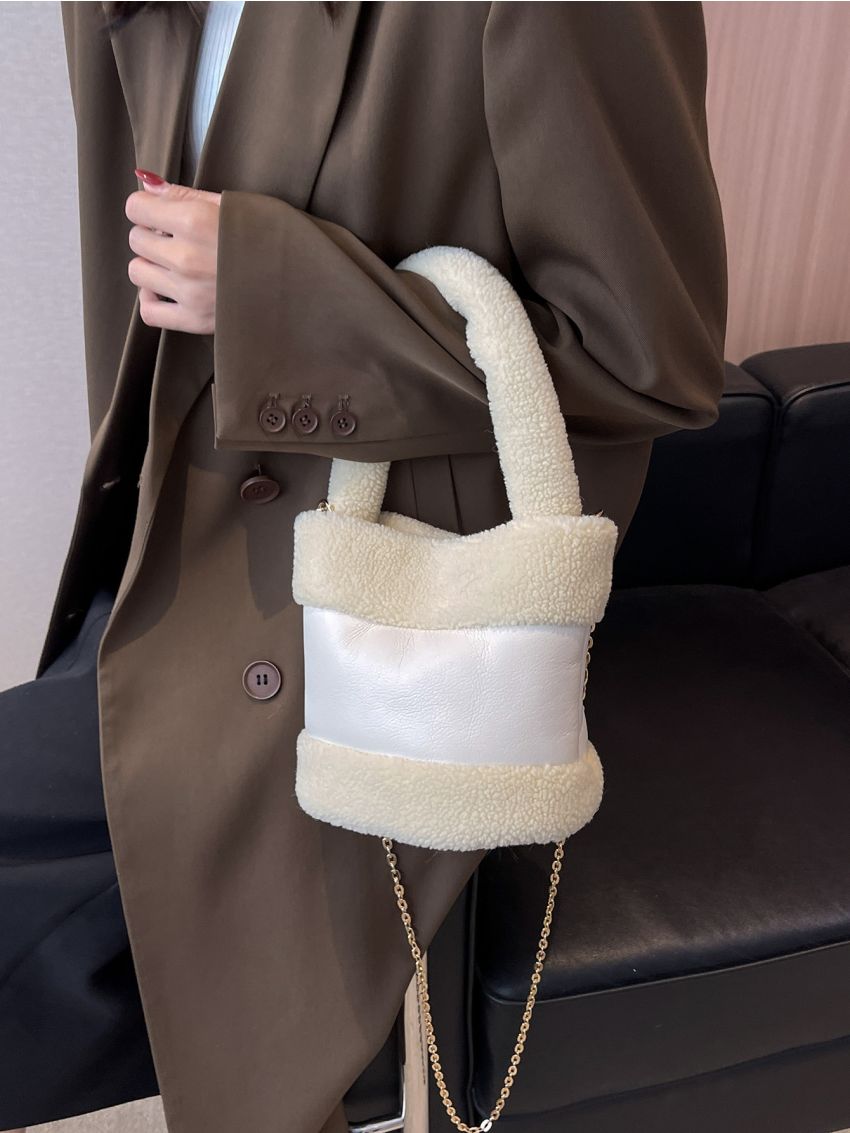 Mini Two Tone Chain Bucket Bag