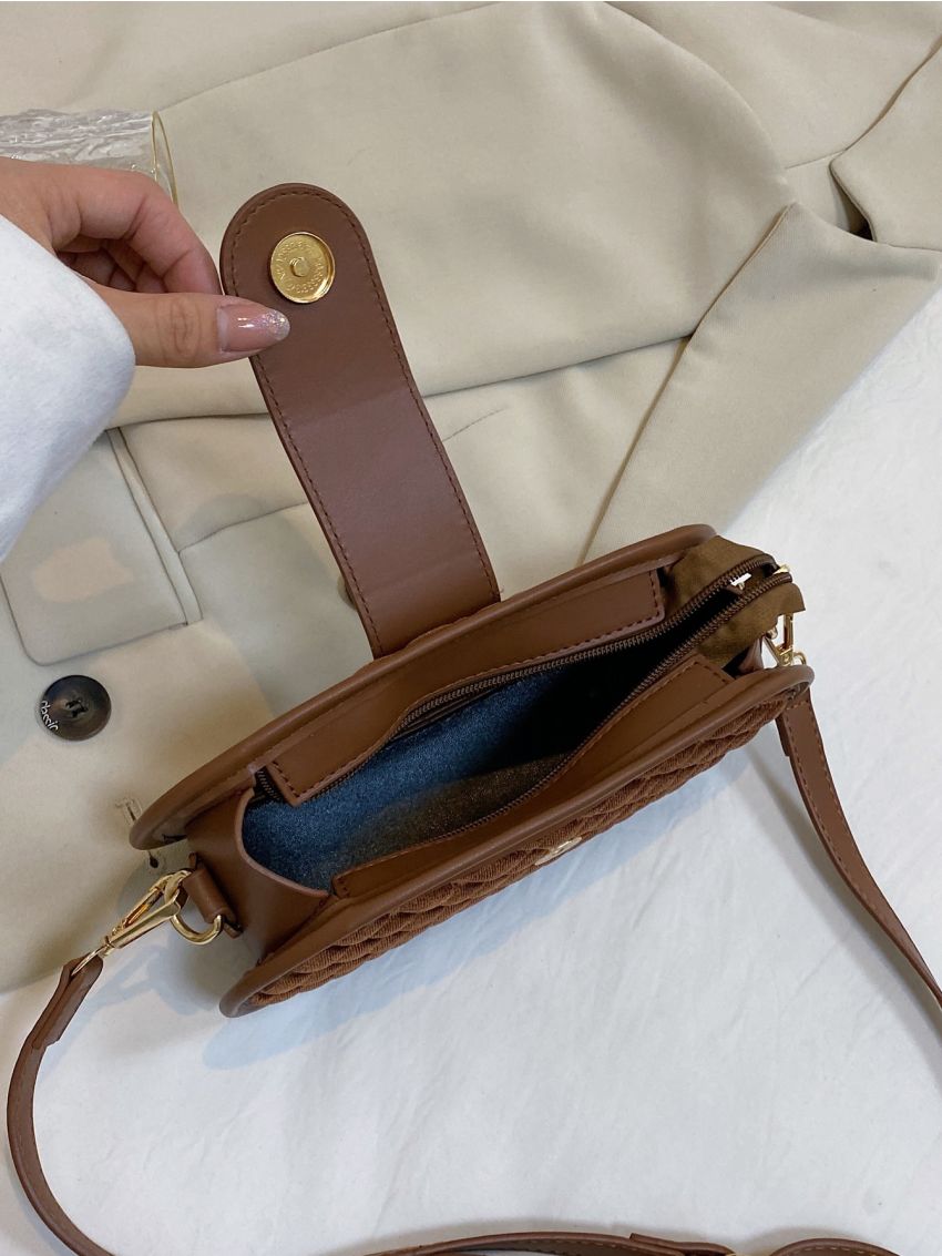 Geometric Quilted Baguette Bag