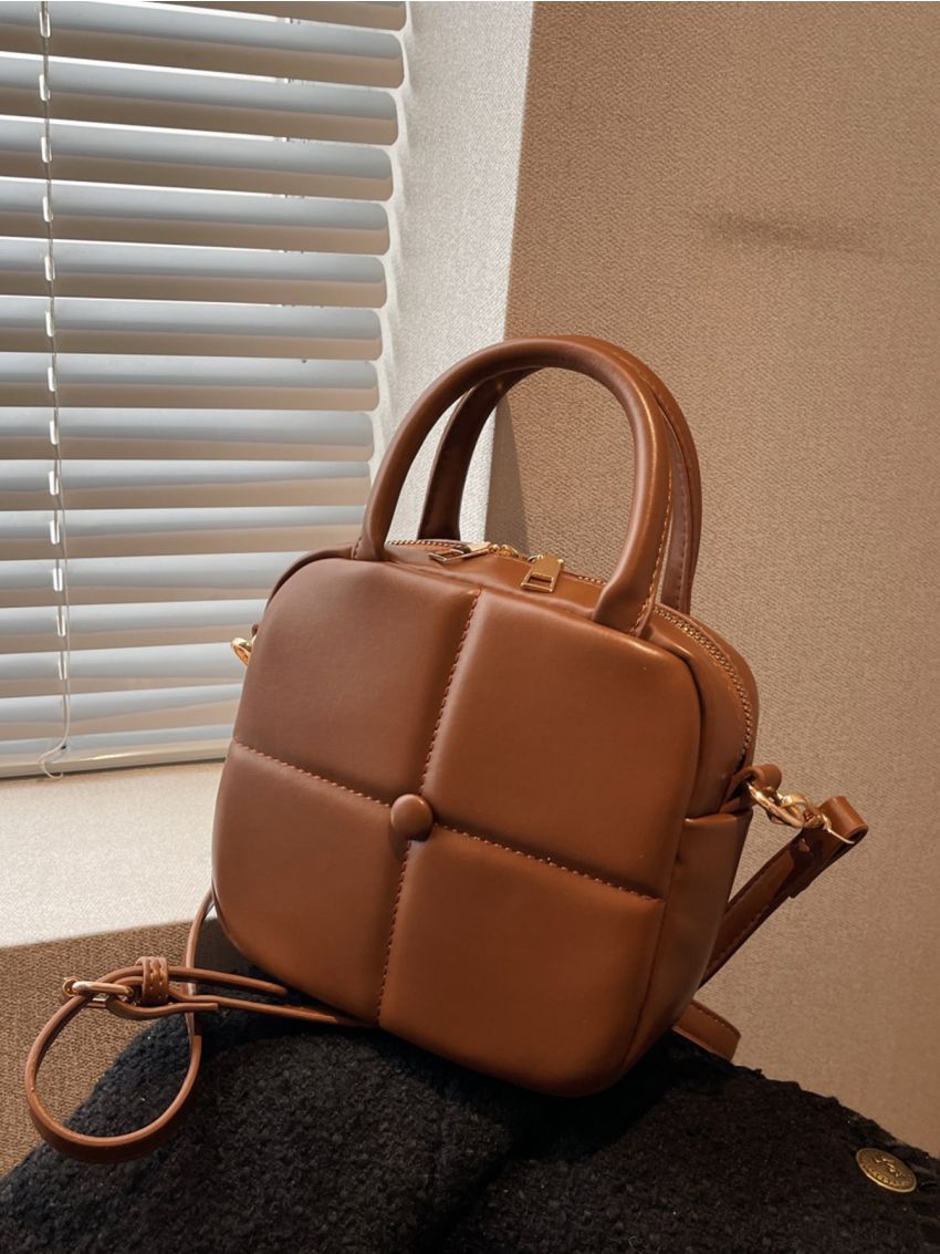 Mini Quilted Button Decor Square Bag