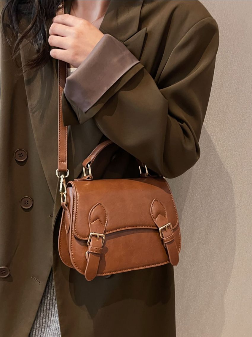 Buckle Decor Flap Square Bag