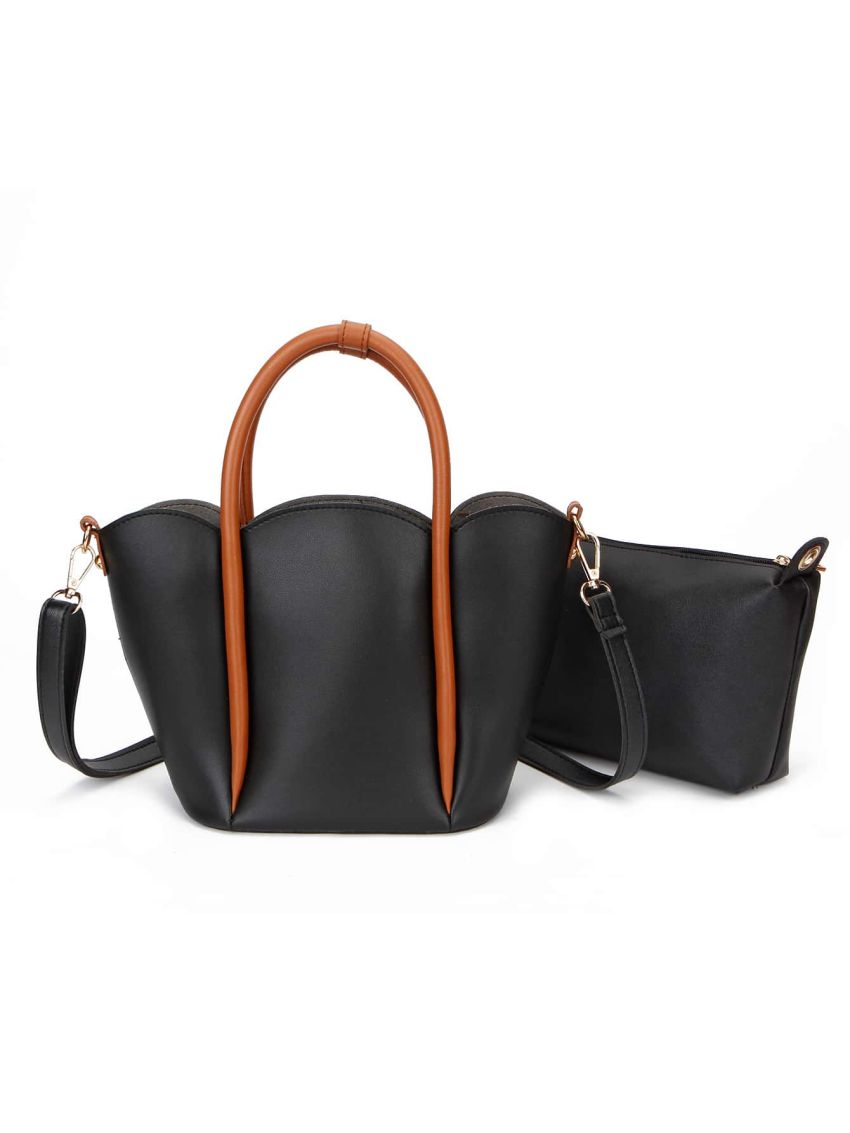 Mini Scallop Trim Satchel Bag With Square Bag