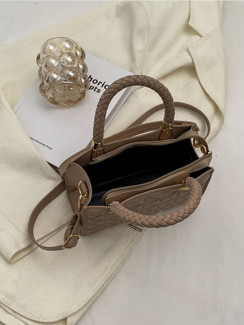 Mini Quilted Double Handle Square Bag