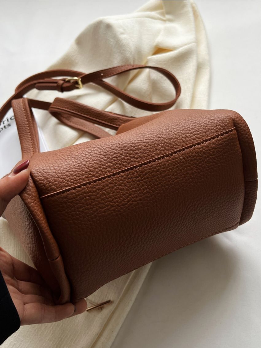 Letter & Litchi Embossed Square Bag