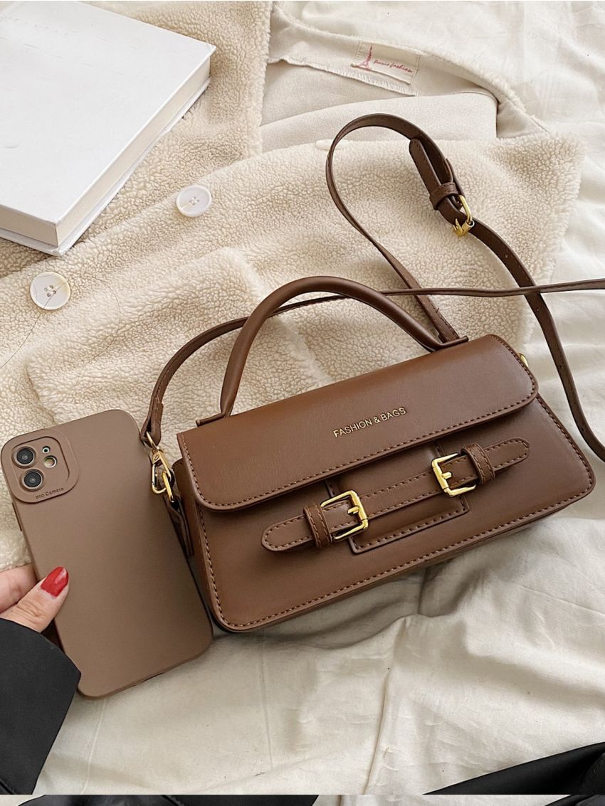 Buckle Decor Flap Square Bag