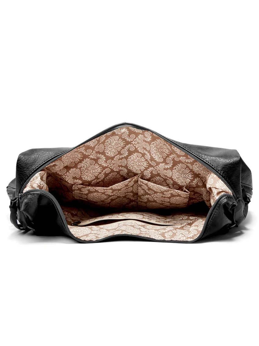 3pcs Bag Set Hobo Bag Square Bag Coin Purse Black PU, Mothers Day Gift For Mom