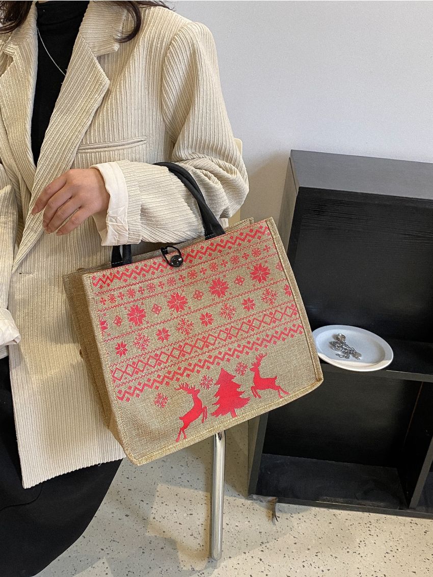 Christmas Elk Pattern Square Bag