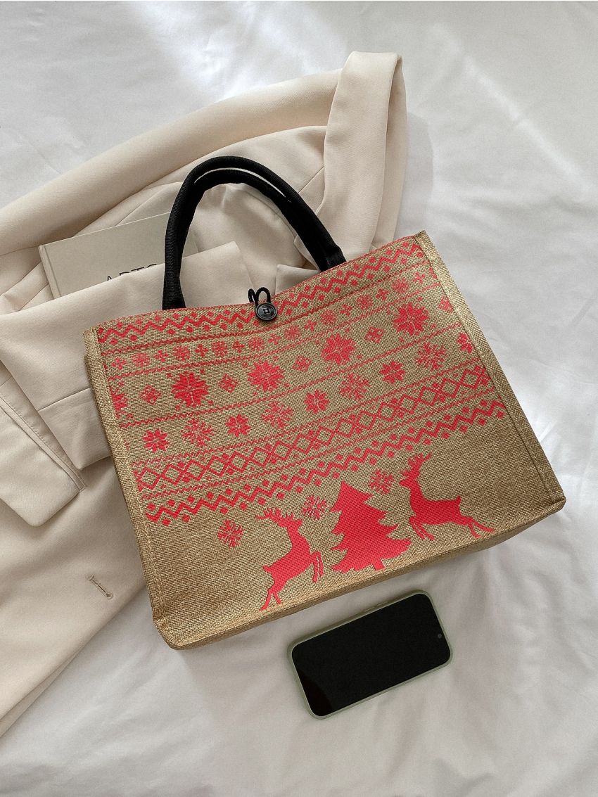 Christmas Elk Pattern Square Bag