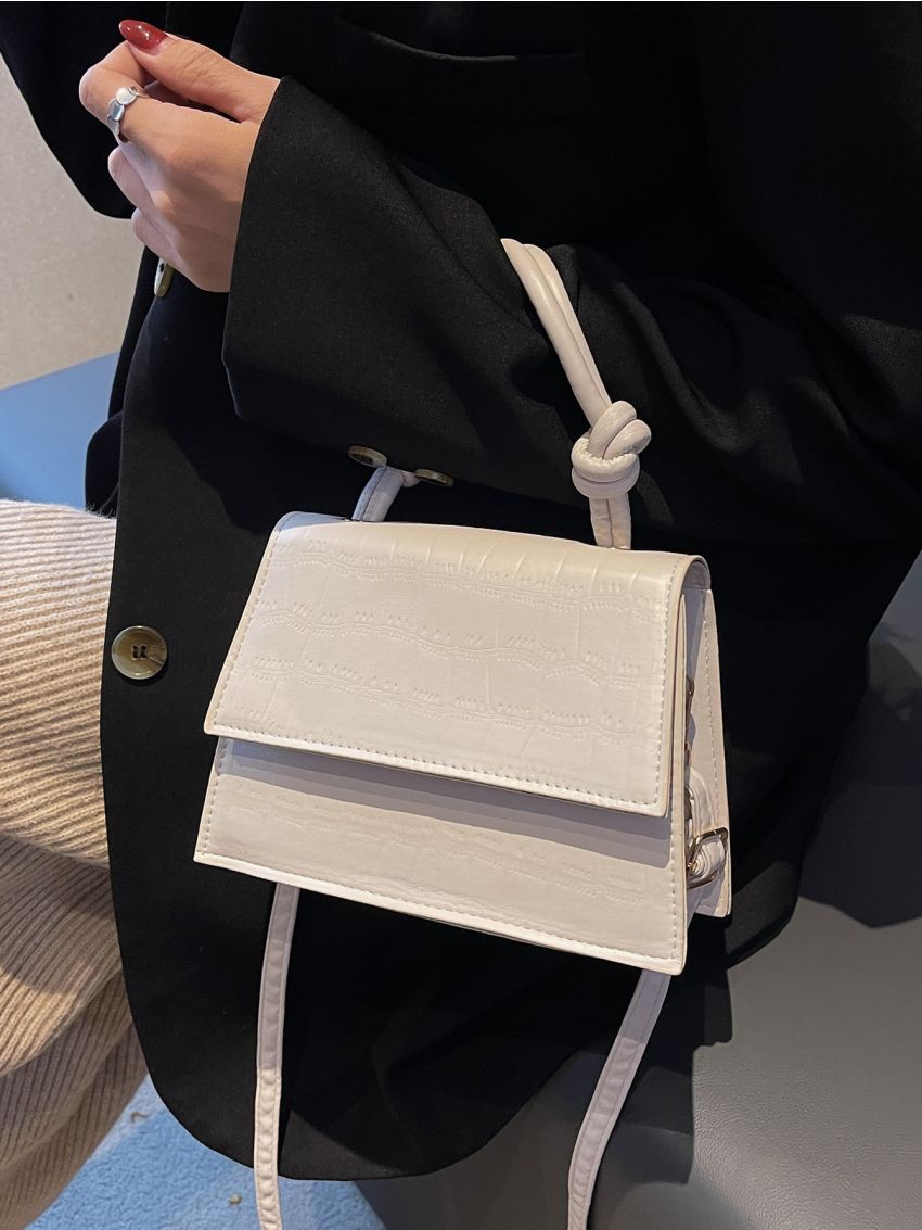 Mini Crocodile Embossed Flap Square Bag