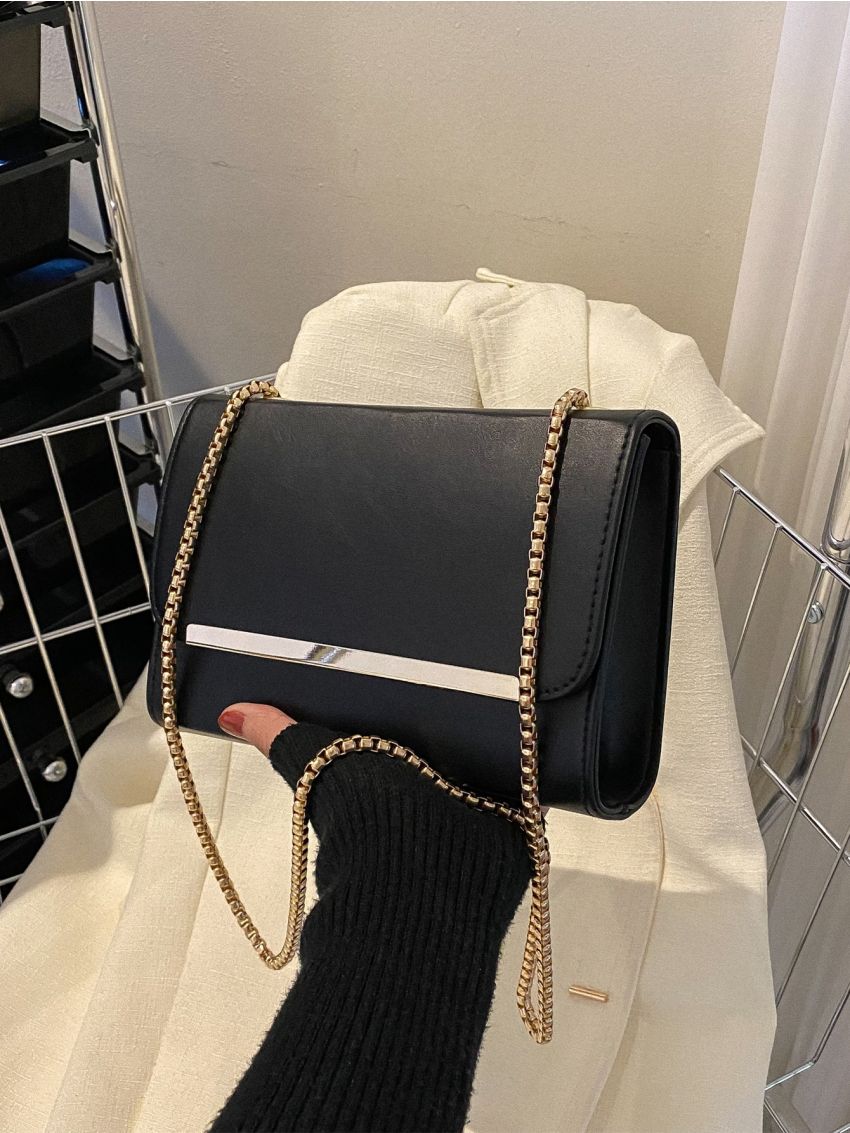 Mini Metal Decor Flap Chain Square Bag