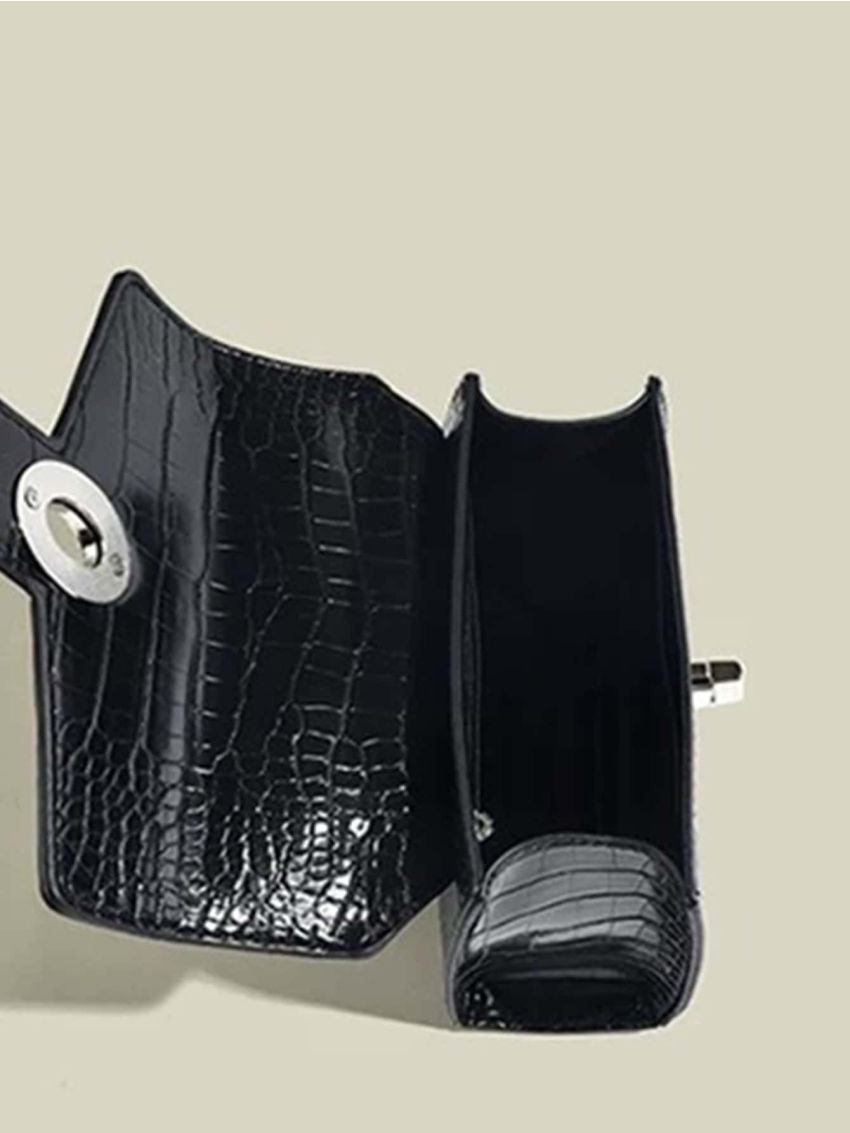 Mini Crocodile Embossed Twist Lock Square Bag