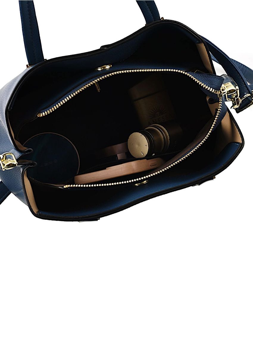 Letter Graphic Litchi Embossed Square Bag