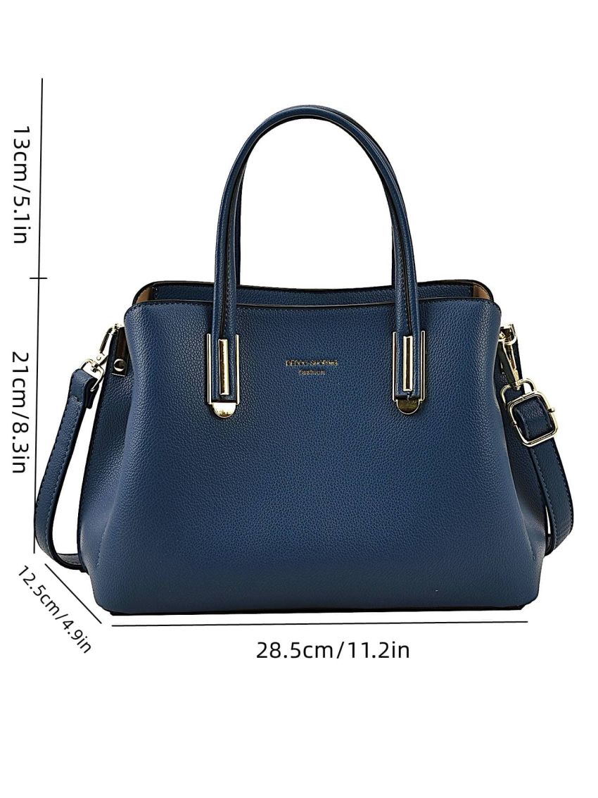 Letter Graphic Litchi Embossed Square Bag