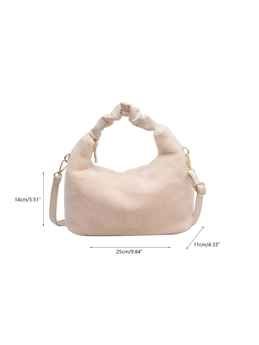 Minimalist Top Handle Fuzzy Hobo Bag