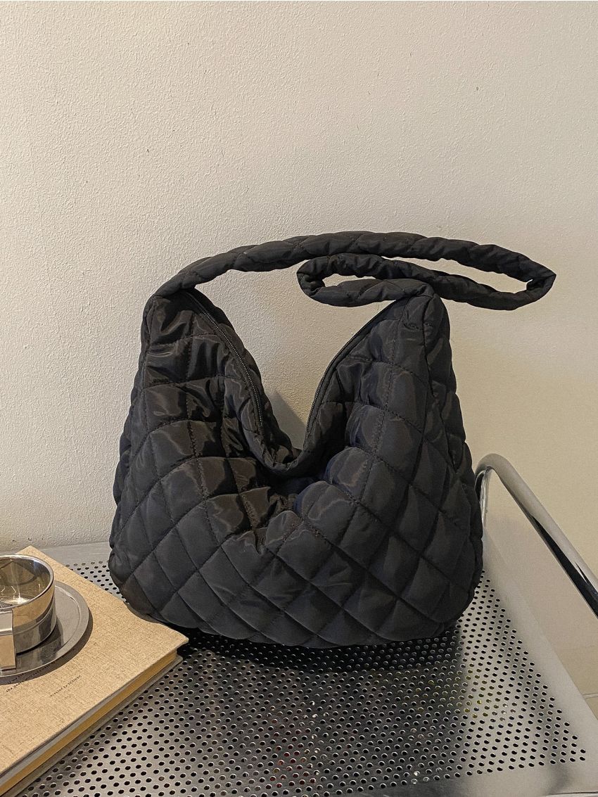 Quilted Detail Hobo Bag