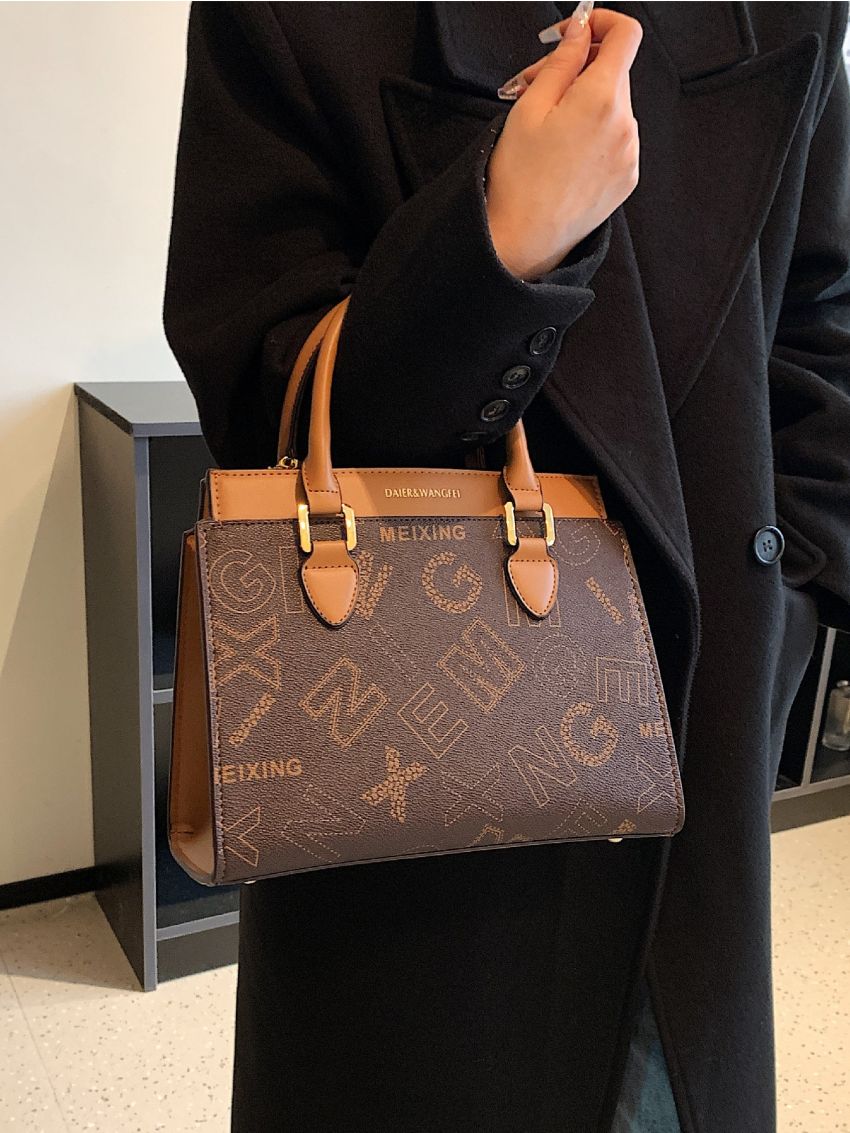 Letter Graphic Square Bag