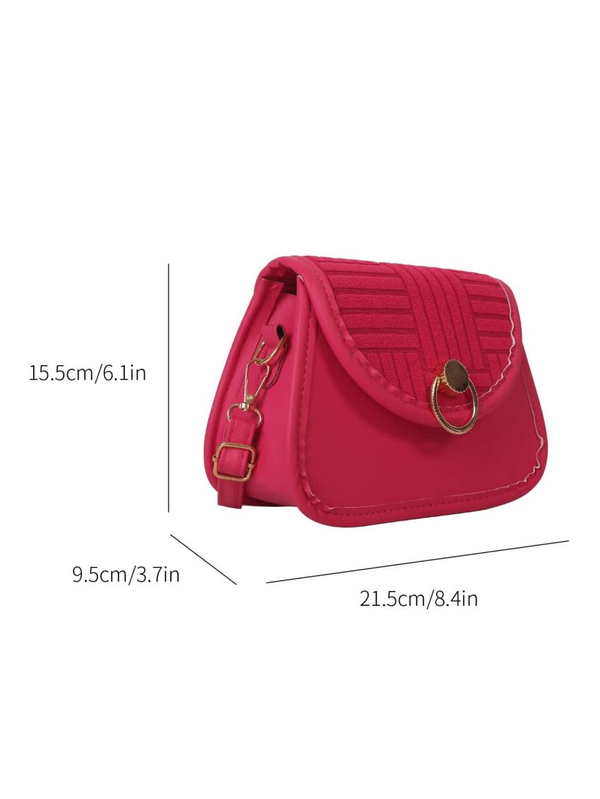 Neon Pink Metal Decor Saddle Bag