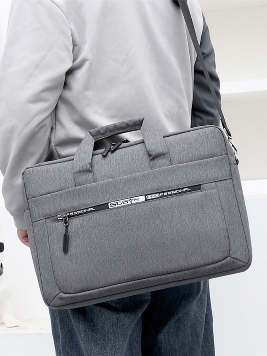 Men Letter Graphic Large Capacity Laptop Handbag Briefcase