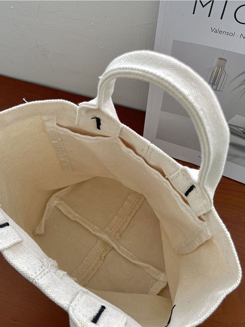 Mini Letter Embroidered Striped Pattern Satchel Bag