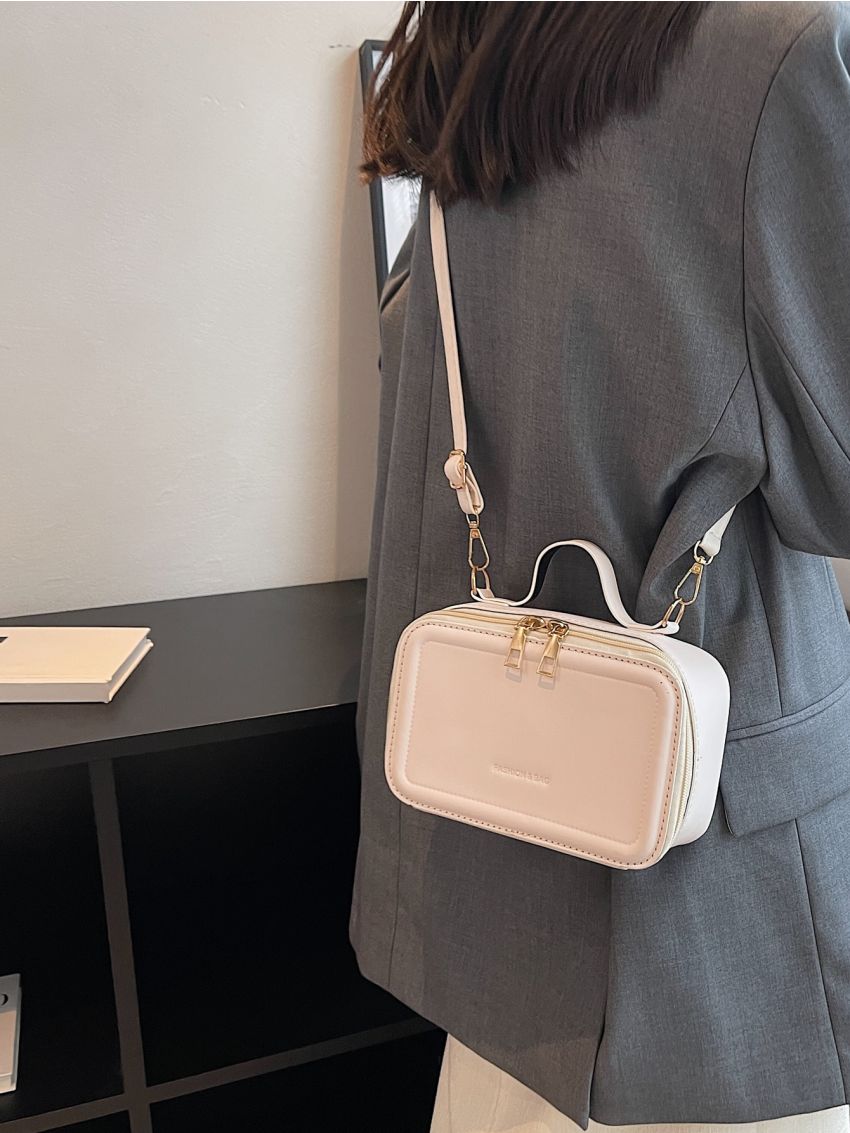 Mini Neon-pink Letter Embossed Square Bag