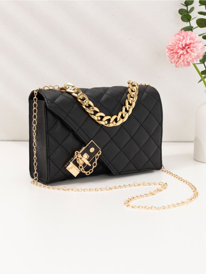 Quilted Flap Chain Crossbody Bag
