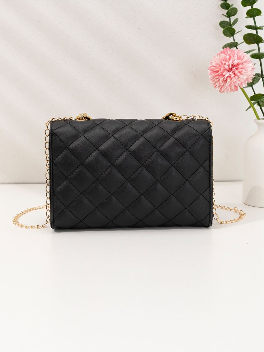 Quilted Flap Chain Crossbody Bag