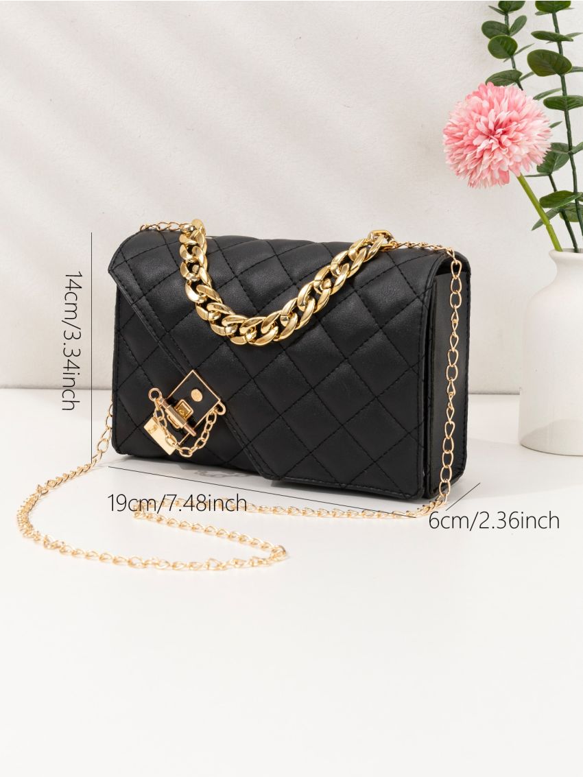 Quilted Flap Chain Crossbody Bag