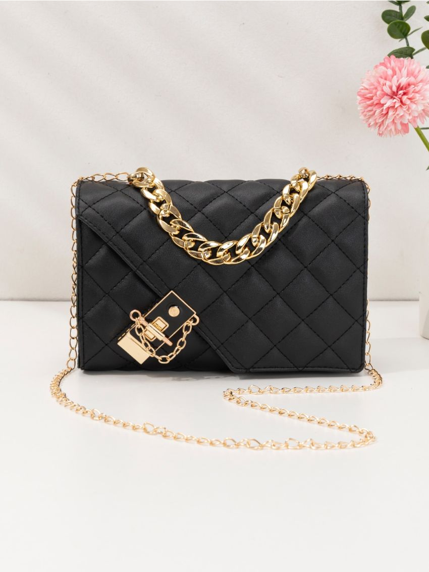 Quilted Flap Chain Crossbody Bag