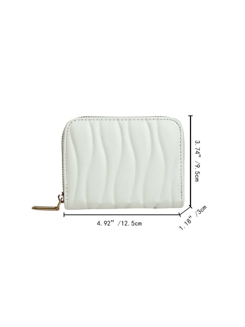 Embossed Detail Zipper Around Small Wallet