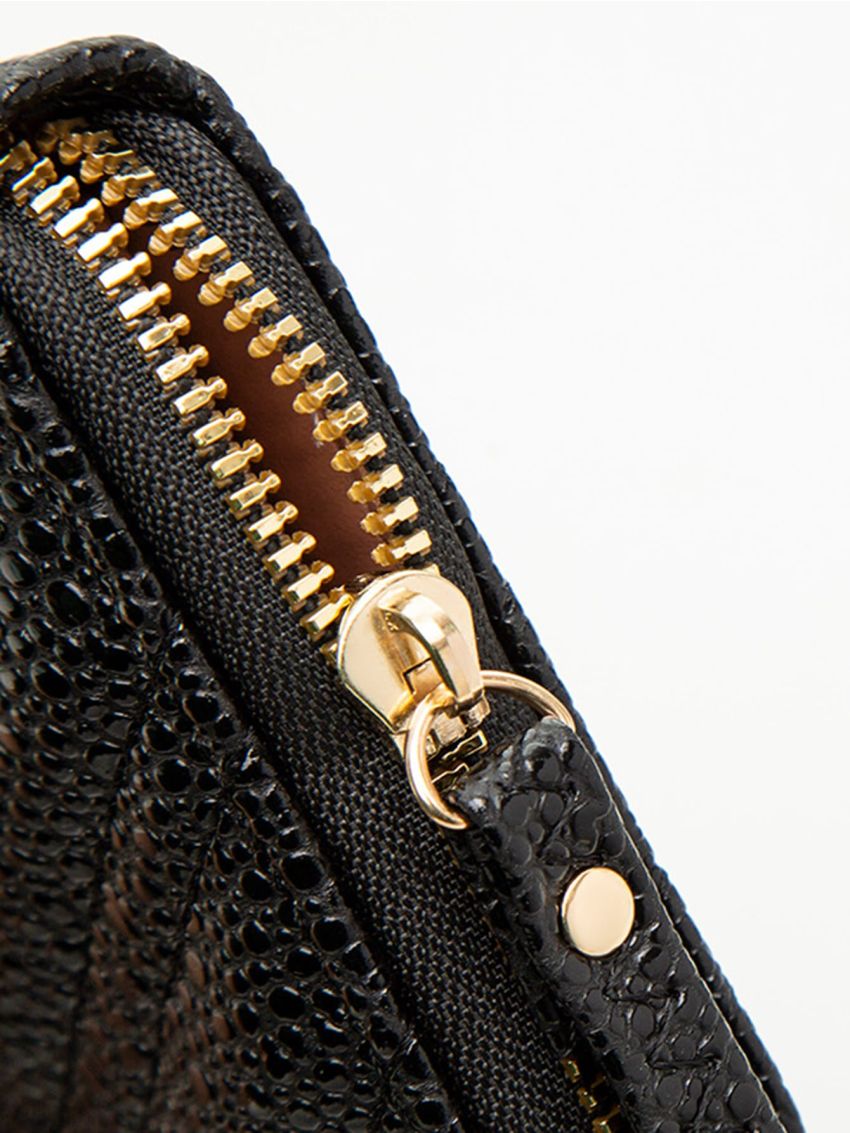 Litchi Embossed Heart Decor Long Wallet