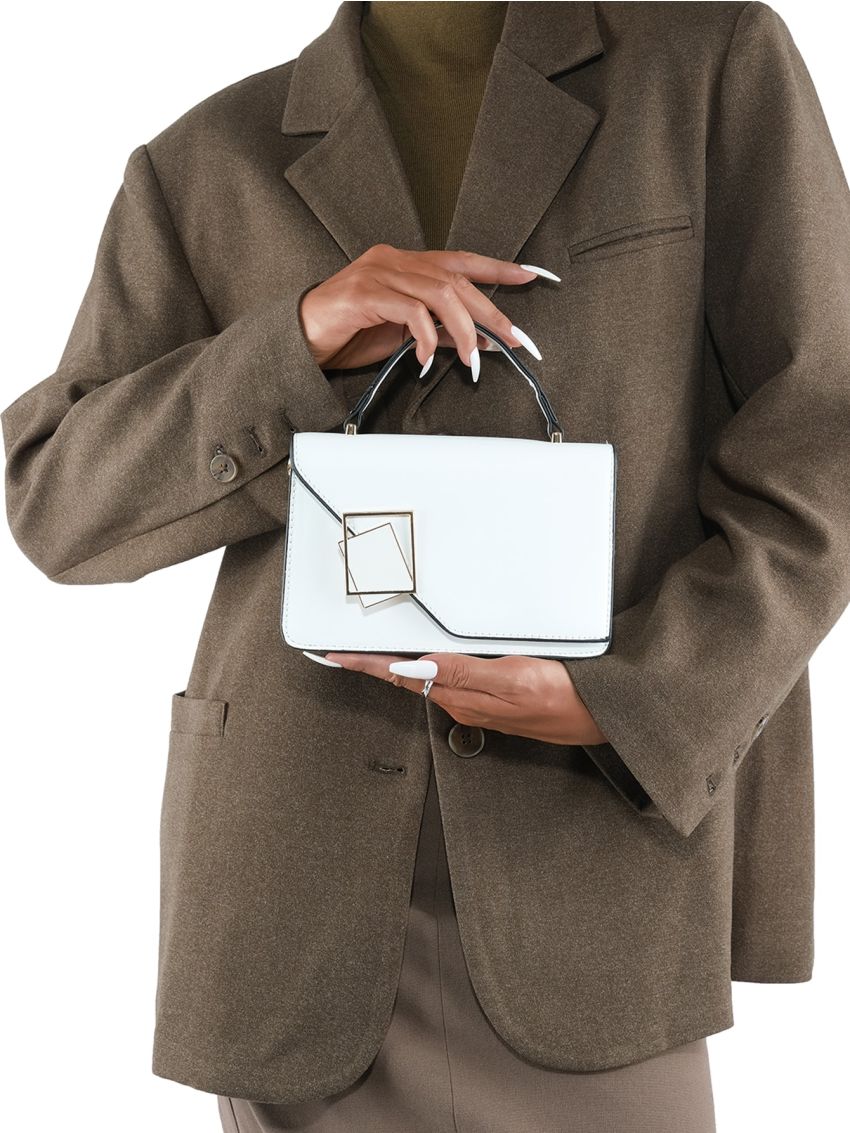 Mini Chain & Geometric Decor Decor Flap Square Bag