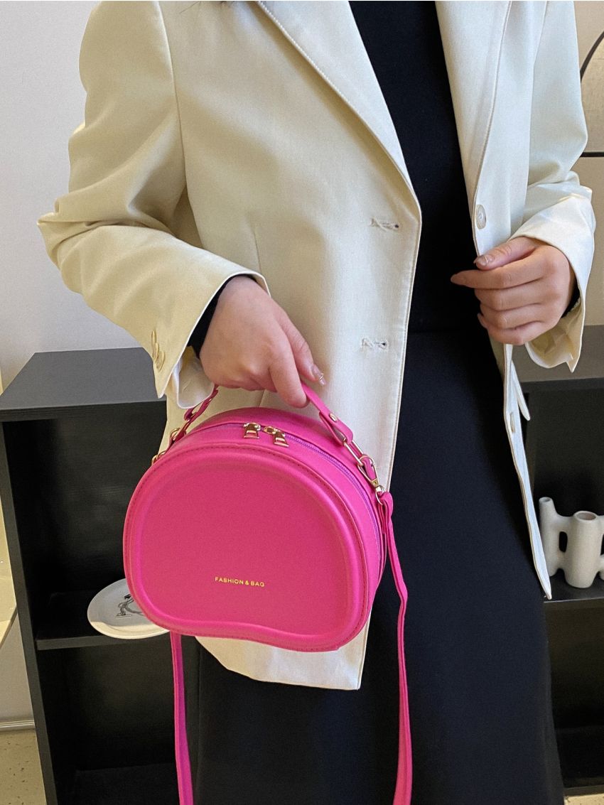 Mini Letter Graphic Top Handle Circle Bag