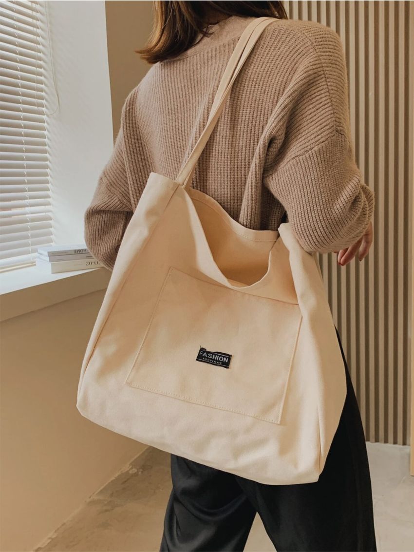 Letter Patch Decor Shopper Bag