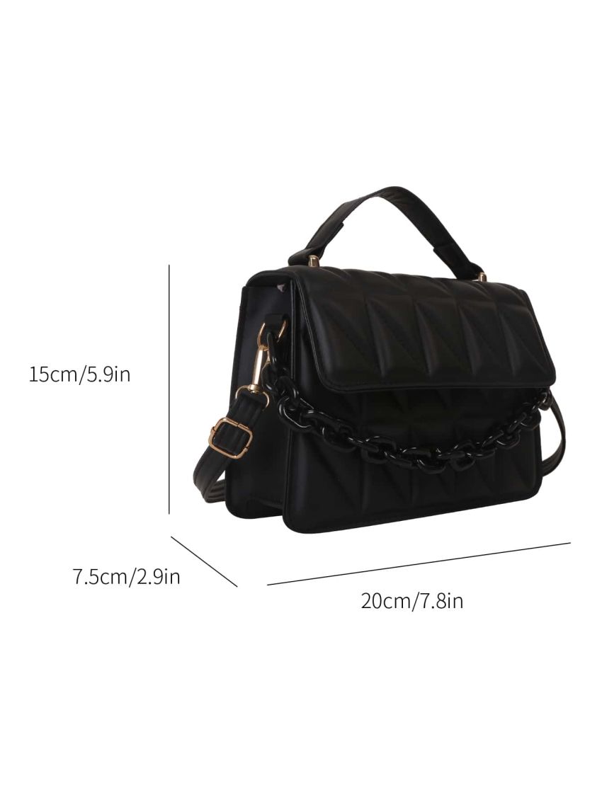 Mini Geometric Embossed Chain Decor Flap Square Bag