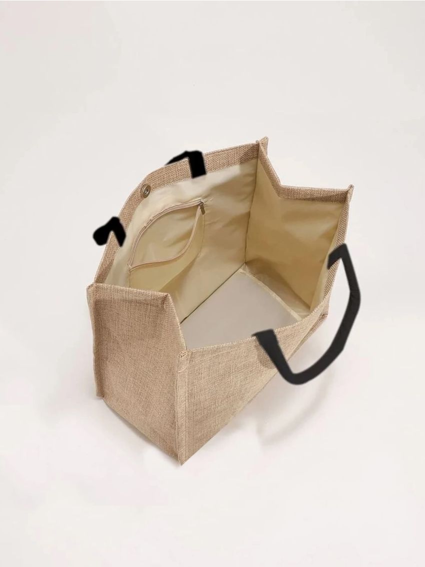 Letter Print Random Tassel Decor Shopper Bag