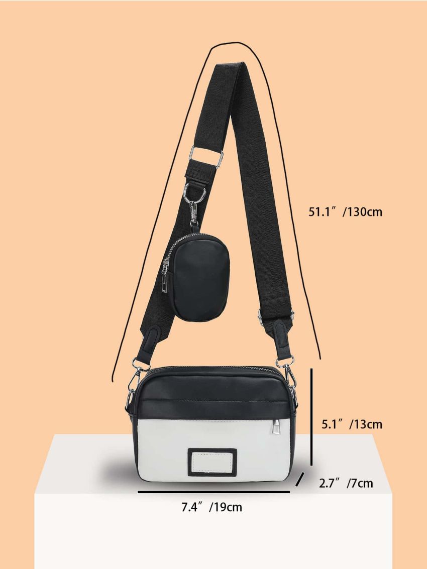 Mini Two Tone Square Bag With Coin Purse