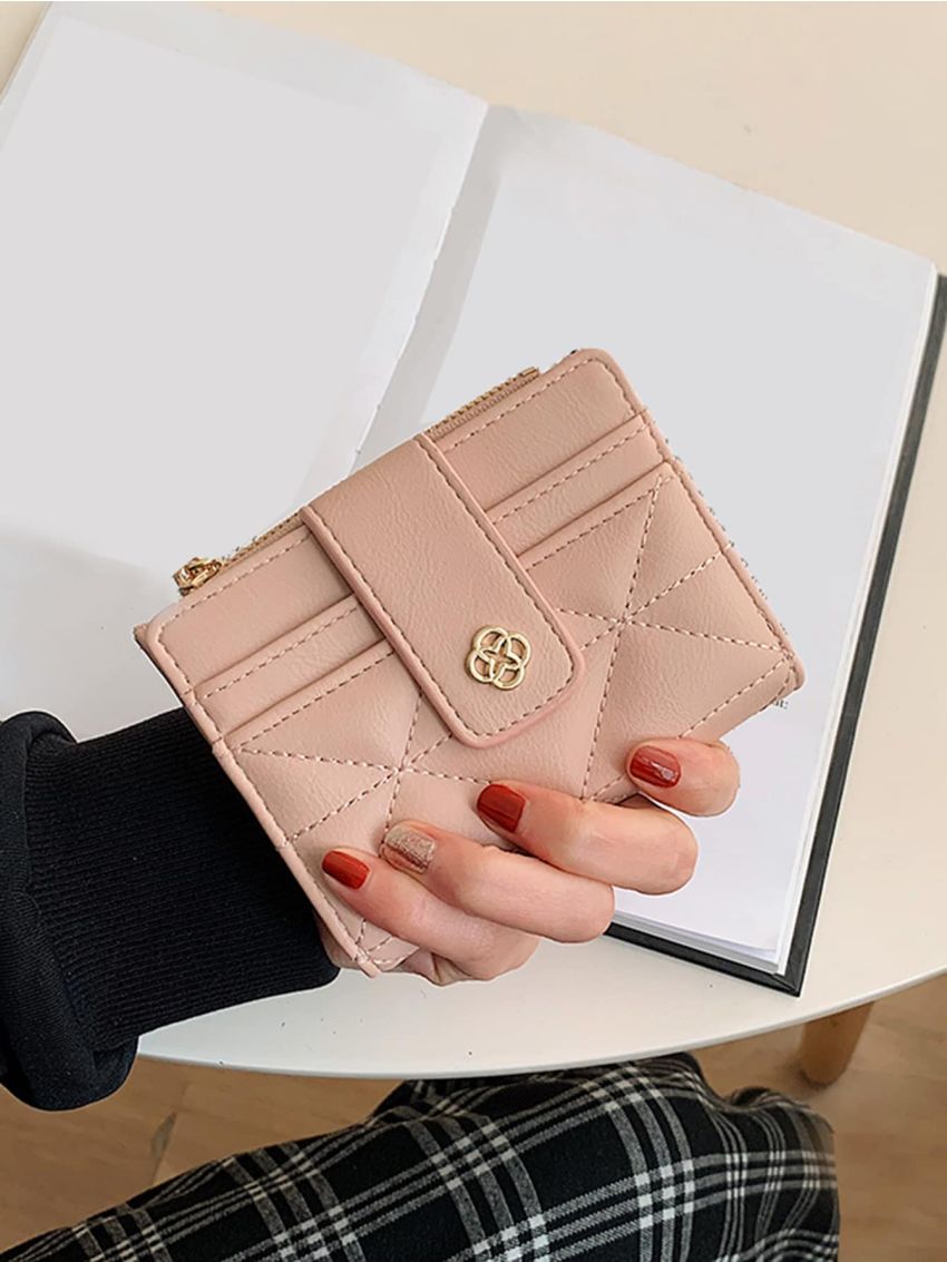 Quilted Fold Over Small Purse Multi-Card Card Organizer For Storage Credit Cards