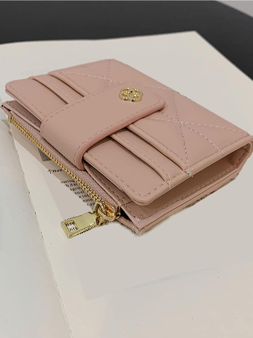 Quilted Fold Over Small Purse Multi-Card Card Organizer For Storage Credit Cards