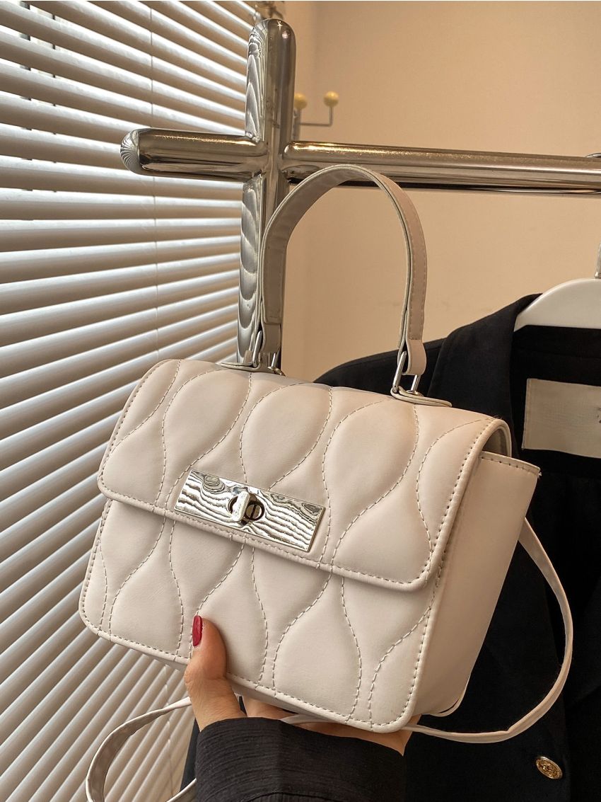 Mini Quilted Twist Lock Flap Square Bag