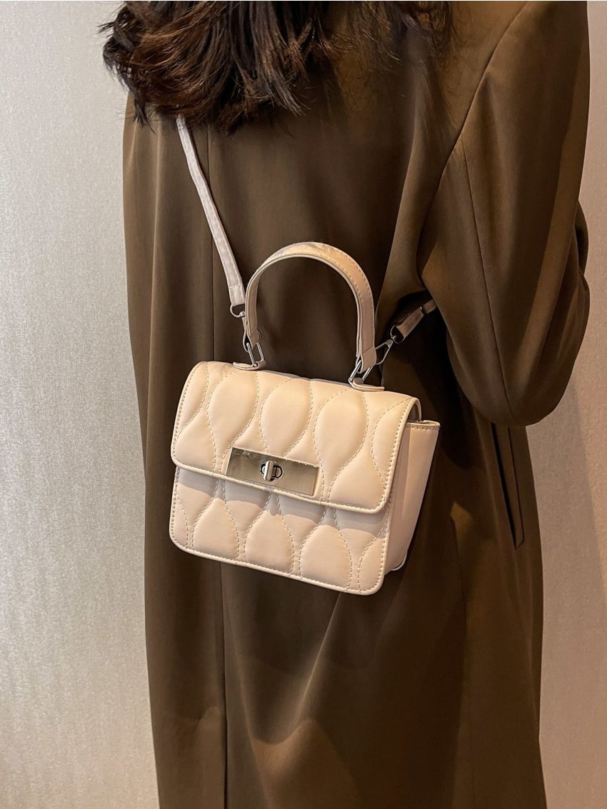 Mini Quilted Twist Lock Flap Square Bag