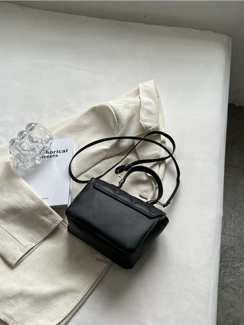 Mini Quilted Twist Lock Flap Square Bag