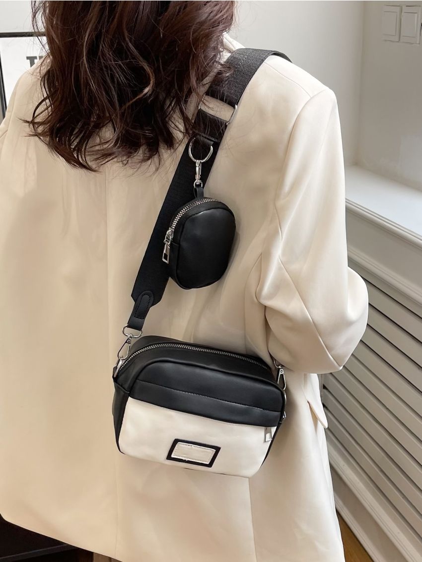 Mini Two Tone Square Bag With Coin Purse