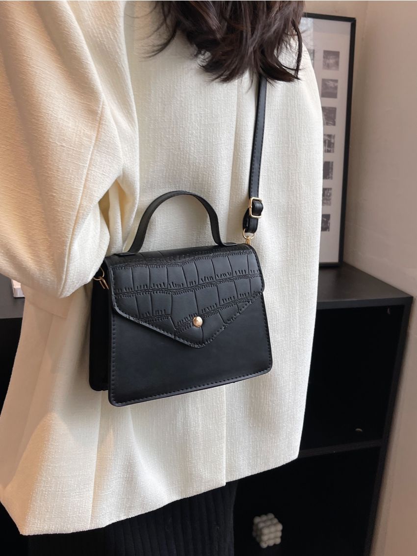 Mini Crocodile Embossed Flap Square Bag