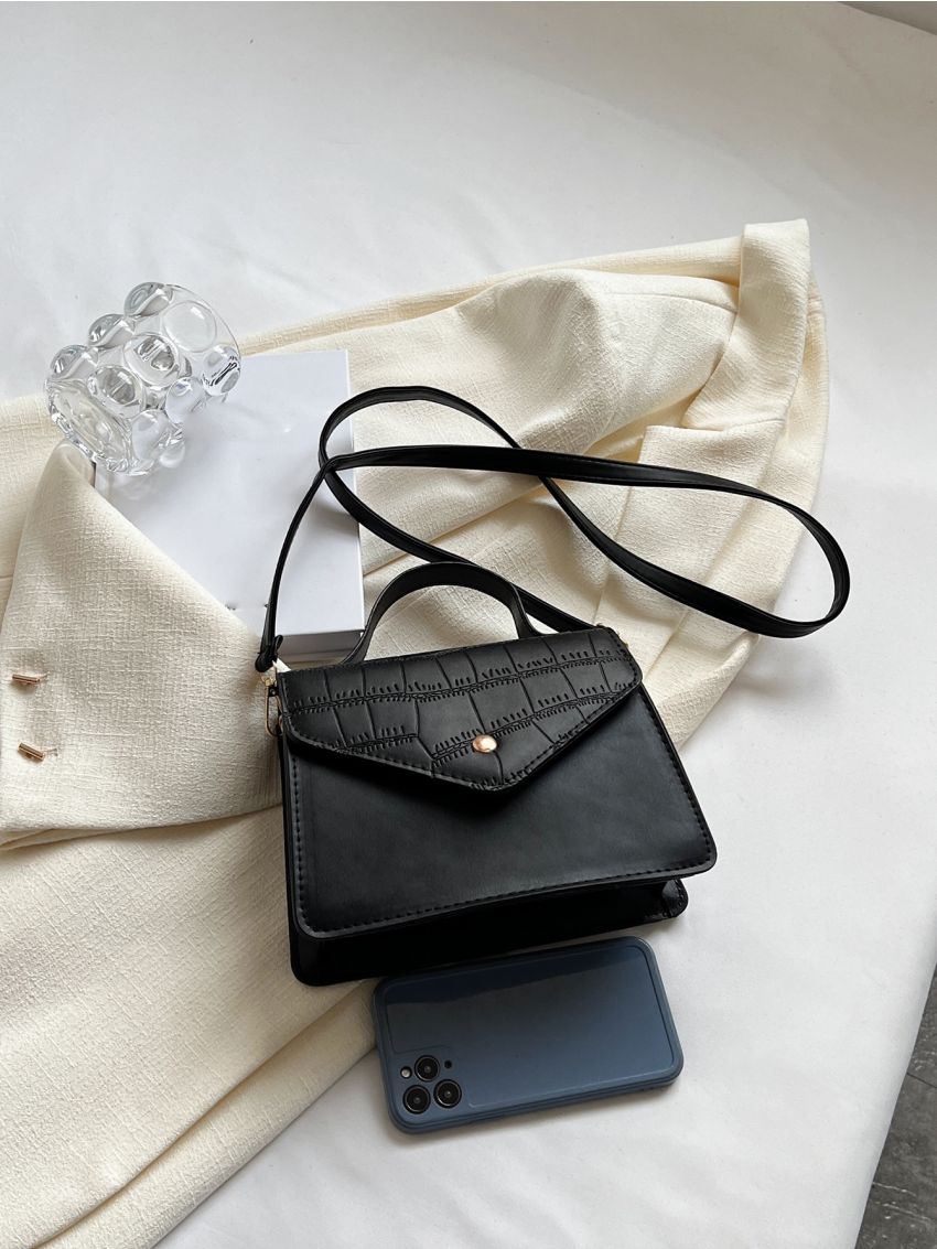 Mini Crocodile Embossed Flap Square Bag